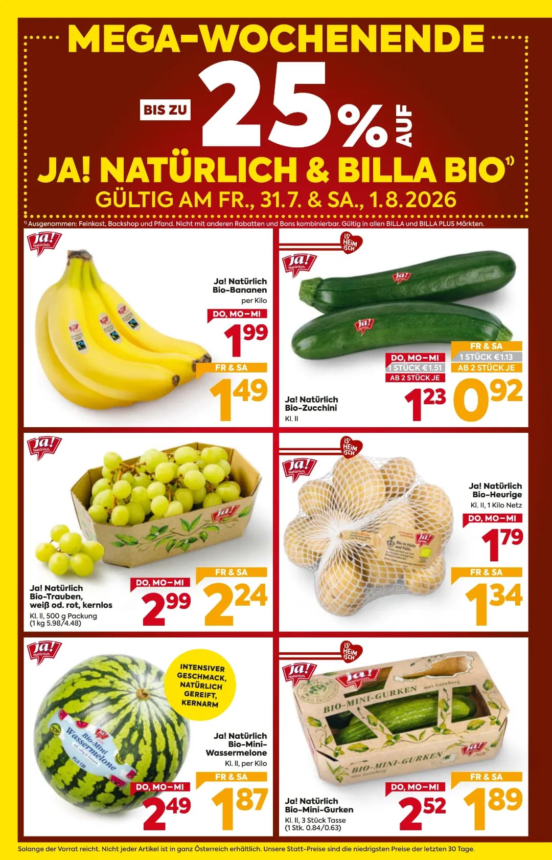 Seite 2 des Billa Flugblatts – Wochenangebote ab 31.07.2026