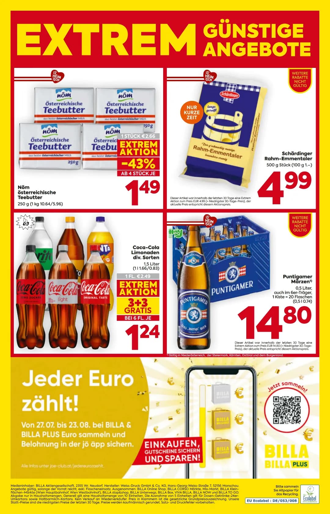 Seite 16 des Billa Flugblatts – Wochenangebote ab 31.07.2026
