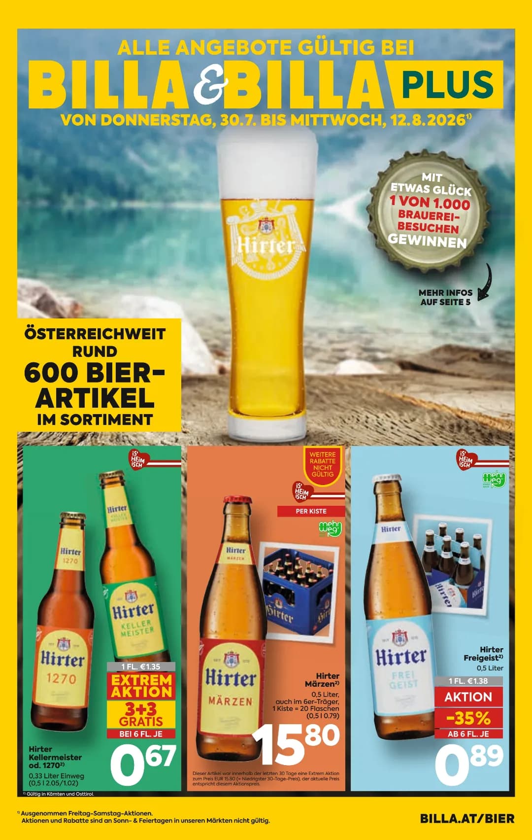 Seite 10 des Billa Flugblatts – Bier Beilage ab 31.07.2026