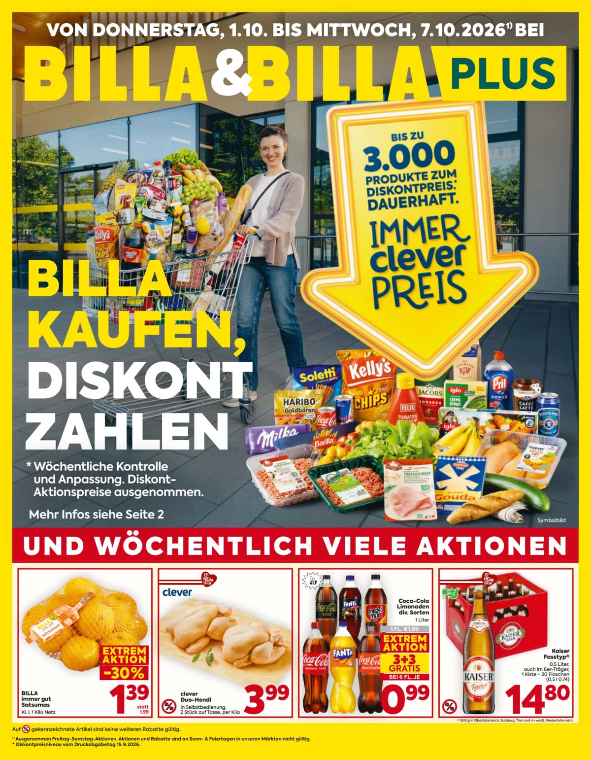 Seite 1 des Billa Flugblatts – Aktuelle Angebote