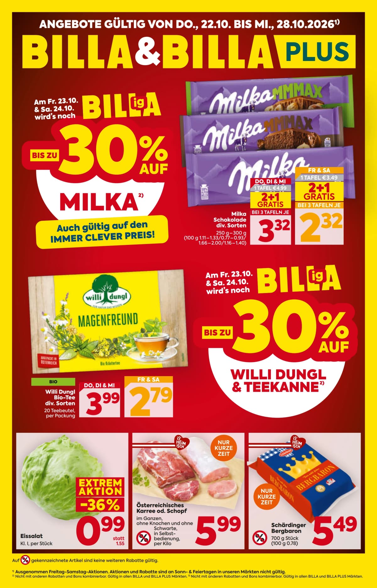 Seite 1 des Billa Flugblatts – Aktuelle Angebote