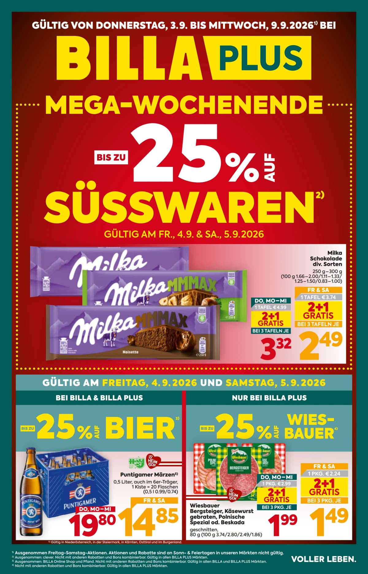 Seite 1 des Billa Plus Flugblatts – Aktuelle Angebote ab 09.09.2026.