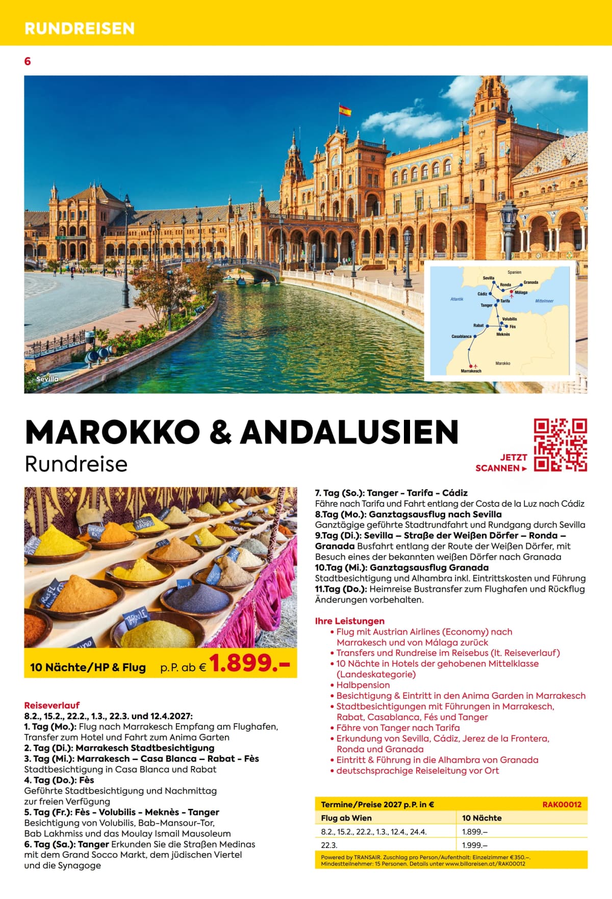 Seite 6 des Billa Reisen Flugblatts – Rundreisen-Highlights 2026-27