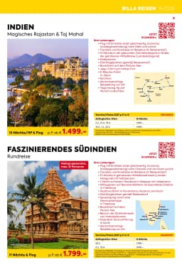 Seite 9 des Billa Reisen Prospekts Rundreisen-Highlights 2026-27