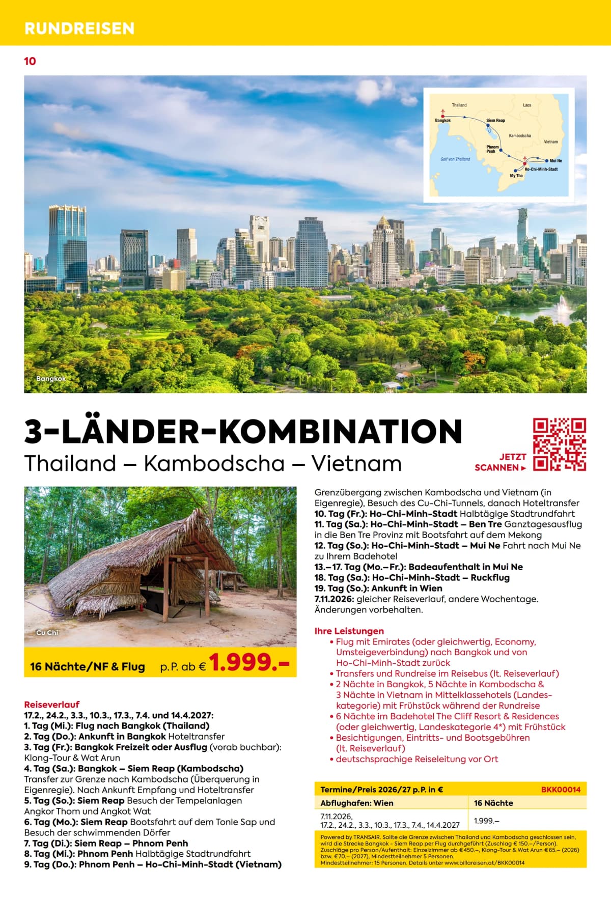 Seite 10 des Billa Reisen Flugblatts – Rundreisen-Highlights 2026-27