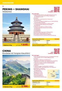 Seite 12 des Billa Reisen Prospekts Rundreisen-Highlights 2026-27