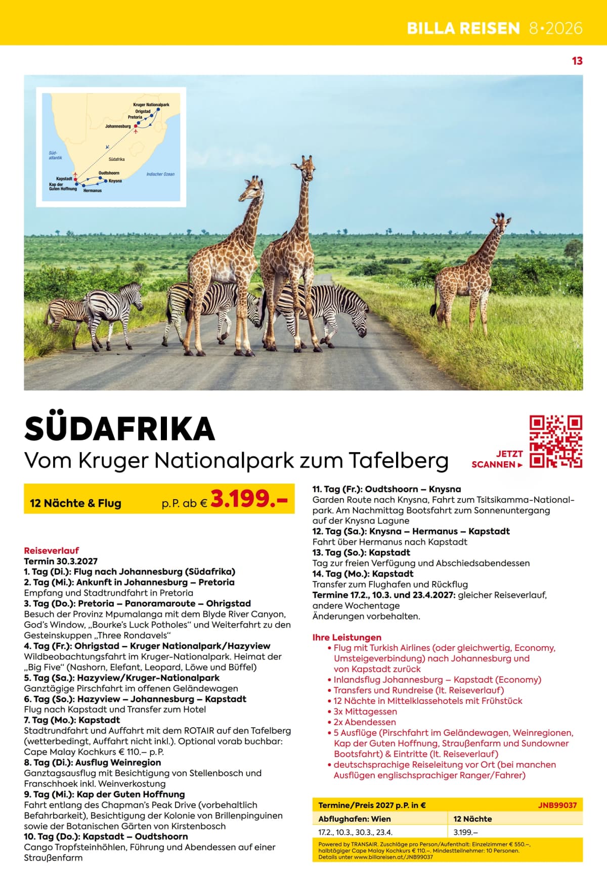 Seite 13 des Billa Reisen Flugblatts – Rundreisen-Highlights 2026-27