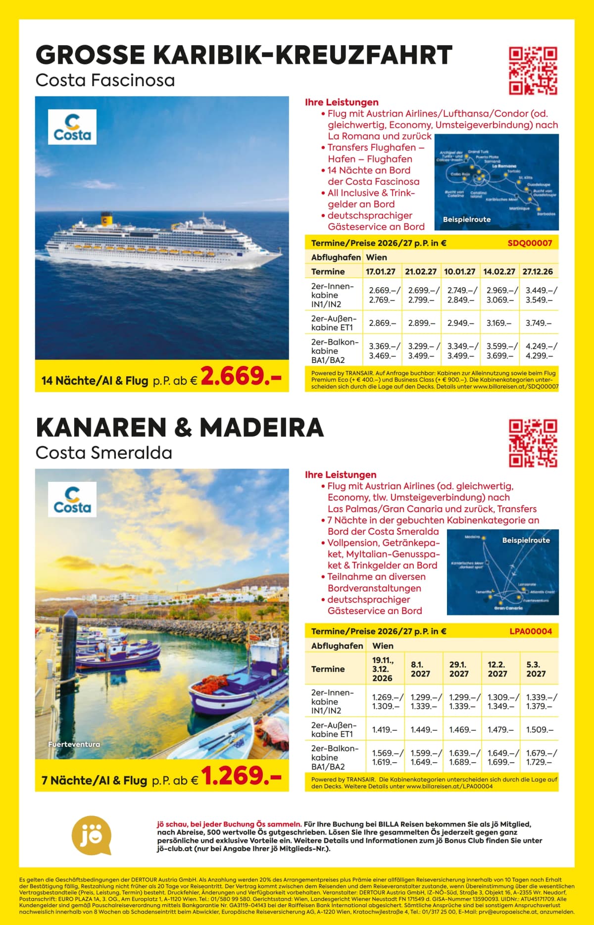 Seite 4 des Billa Reisen Flugblatts – Reisen ab 23.08.2026.