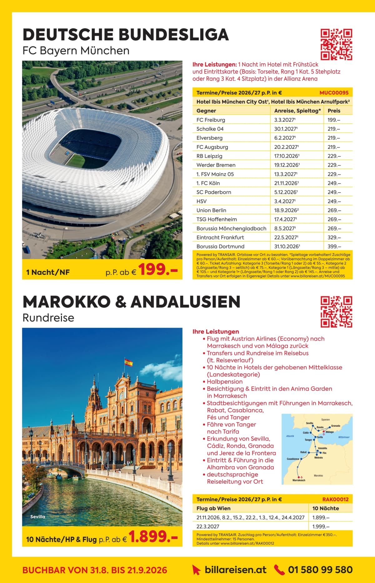Seite 2 des Billa Reisen Flugblatts – Reisen