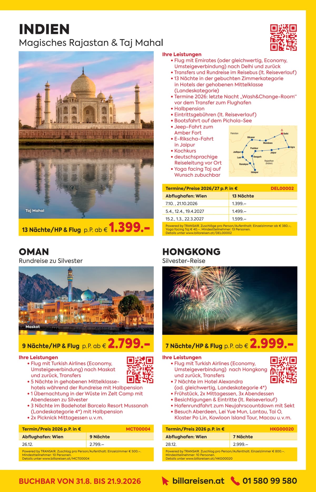 Seite 3 des Billa Reisen Flugblatts – Reisen