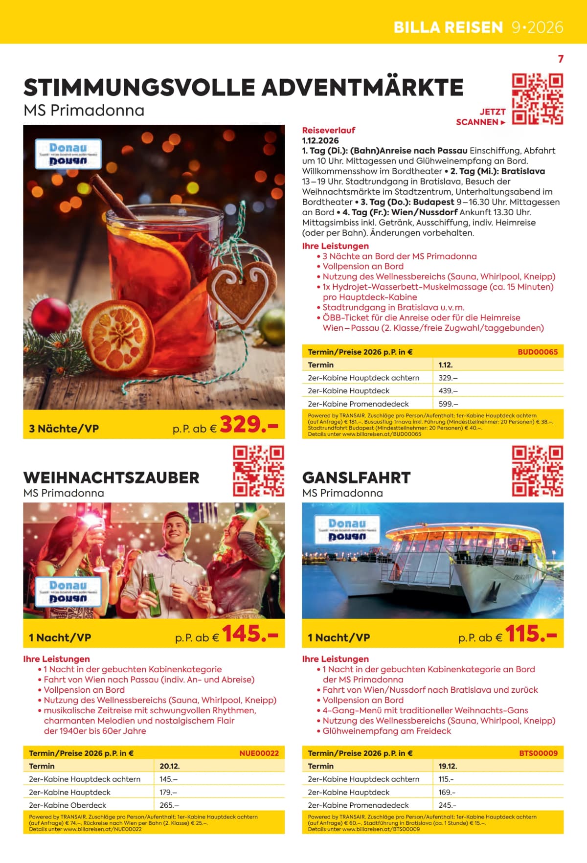Seite 7 des Billa Reisen Flugblatts – Erlebnisreise Highlights 2026/27 