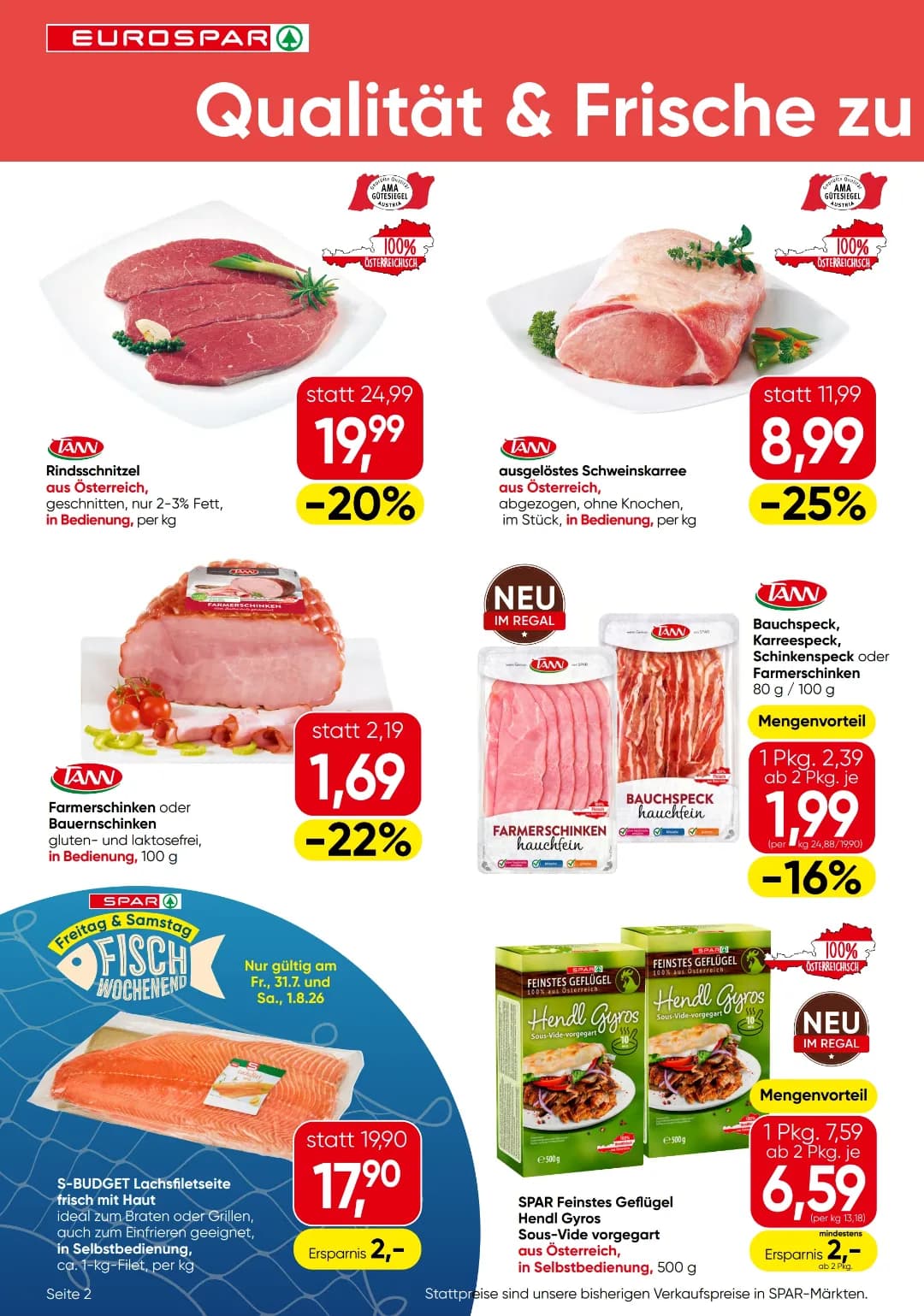 Seite 2 des Eurospar Flugblatts – Aktuelle Angebote ab 31.07.2026