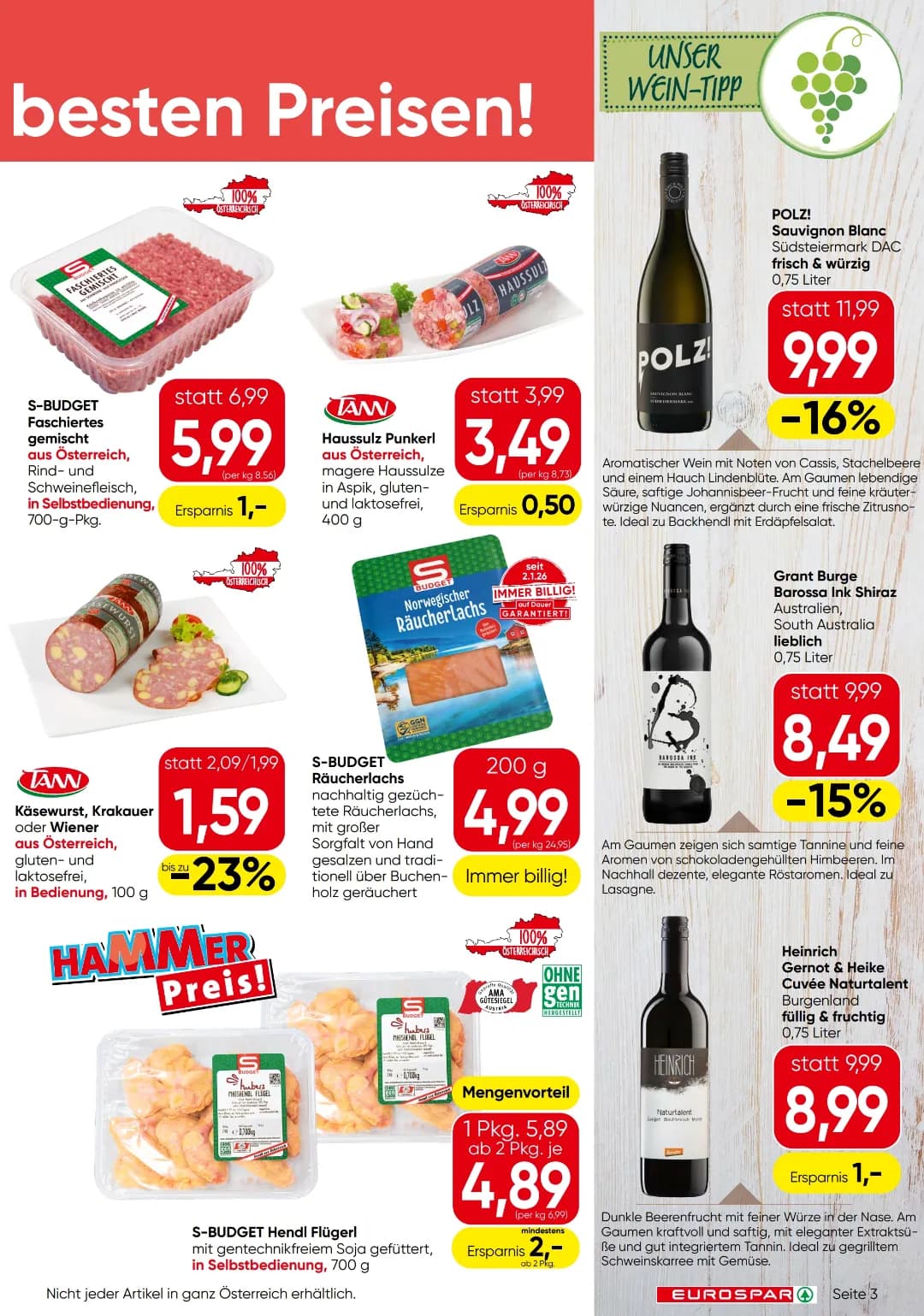 Seite 3 des Eurospar Flugblatts – Aktuelle Angebote ab 31.07.2026