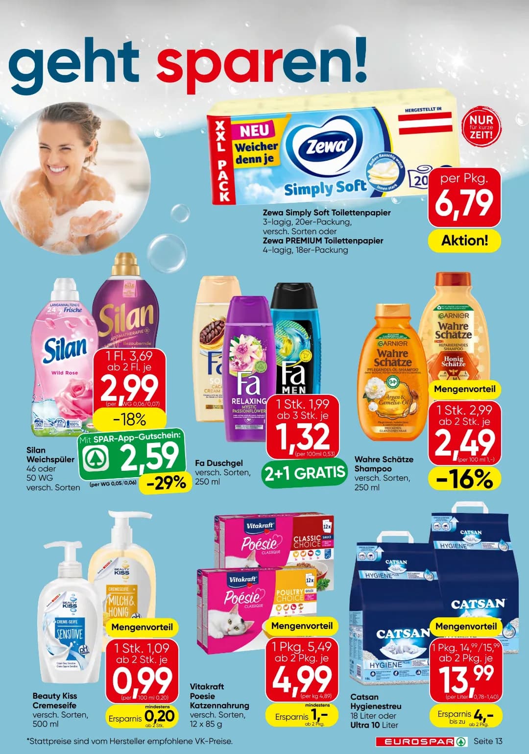 Seite 13 des Eurospar Flugblatts – Aktuelle Angebote ab 31.07.2026