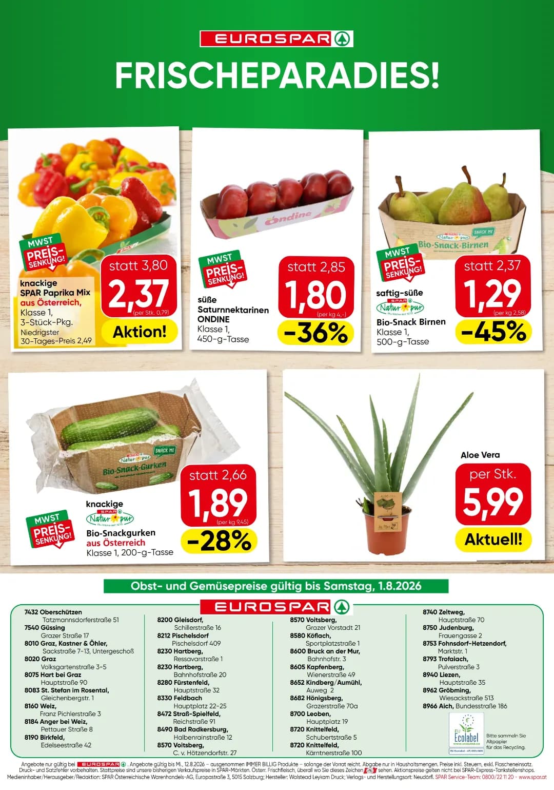 Seite 16 des Eurospar Flugblatts – Aktuelle Angebote ab 31.07.2026