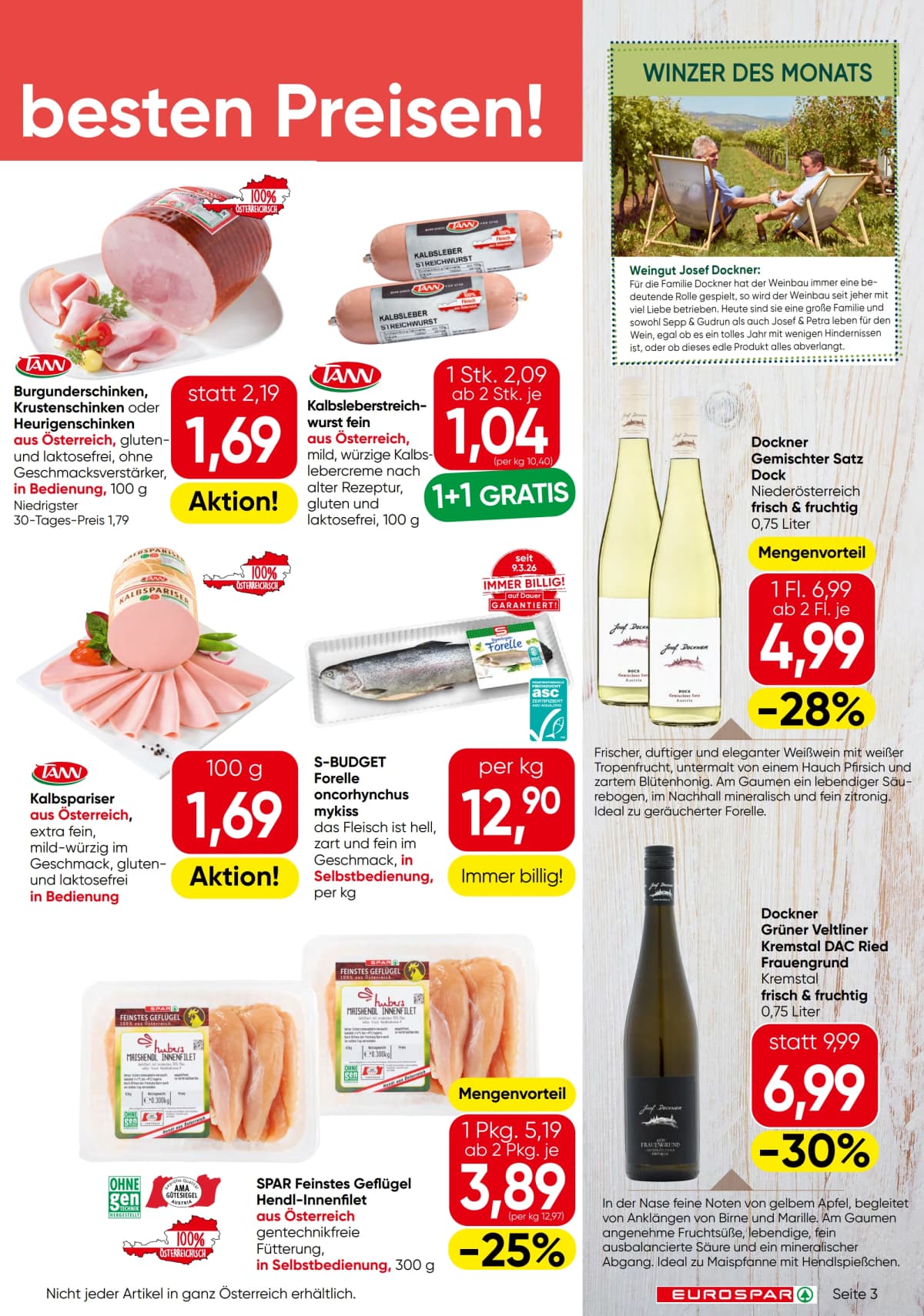 Seite 3 des Eurospar Flugblatts – Aktuelle Angebote