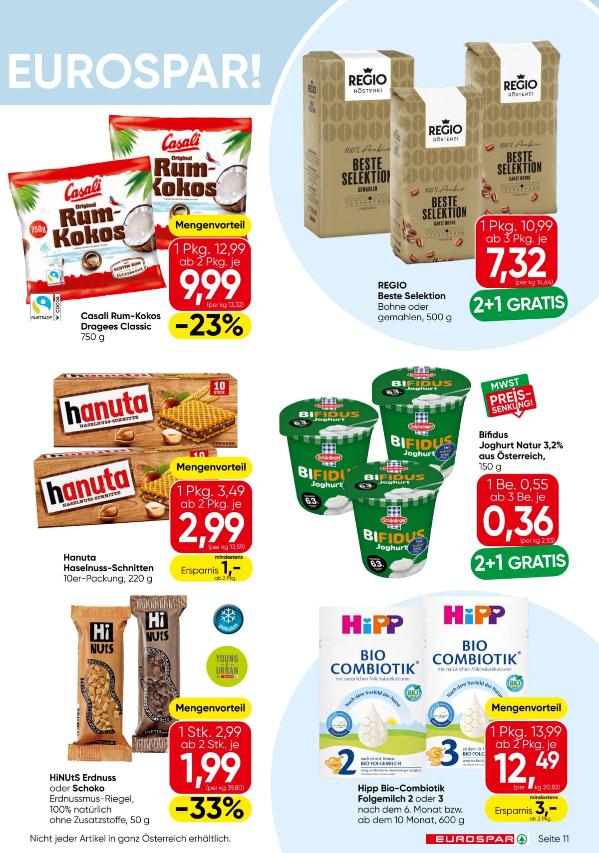 Seite 11 des Eurospar Flugblatts – Aktuelle Angebote ab 23.08.2026.