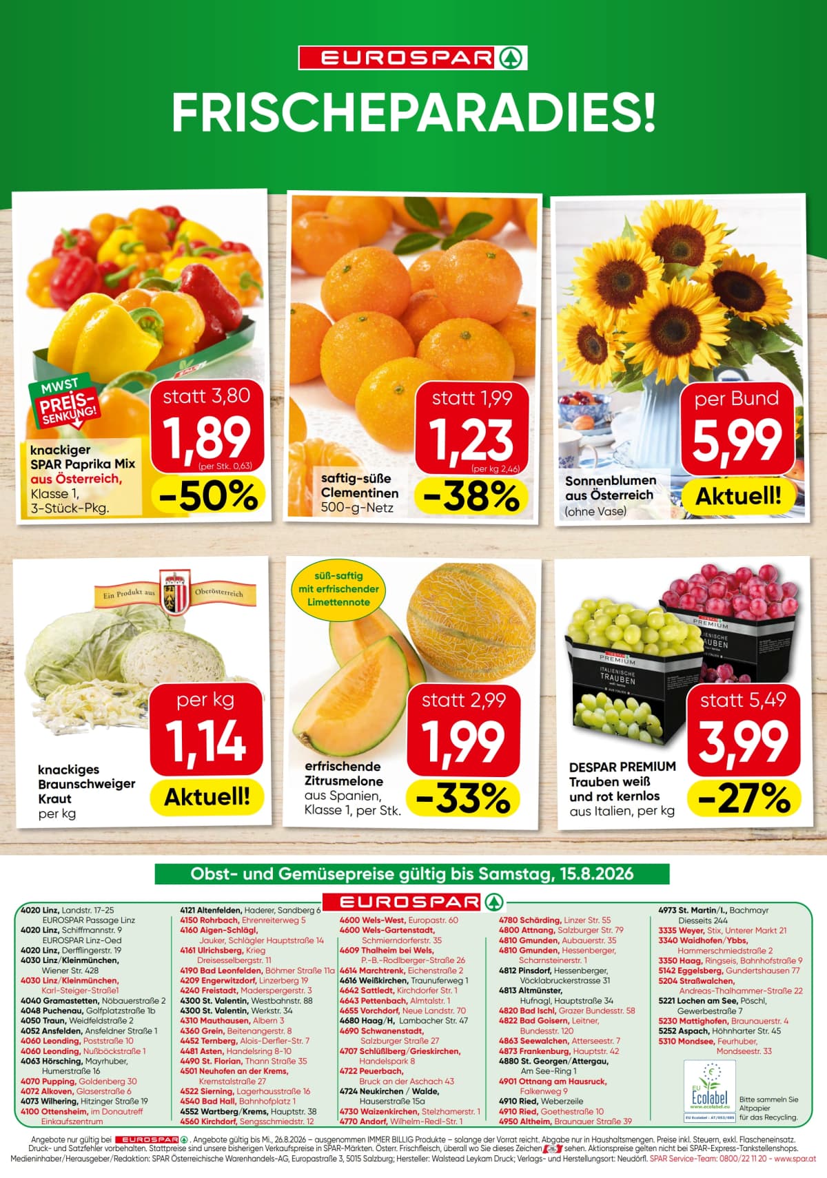 Seite 16 des Eurospar Flugblatts – Aktuelle Angebote ab 23.08.2026.