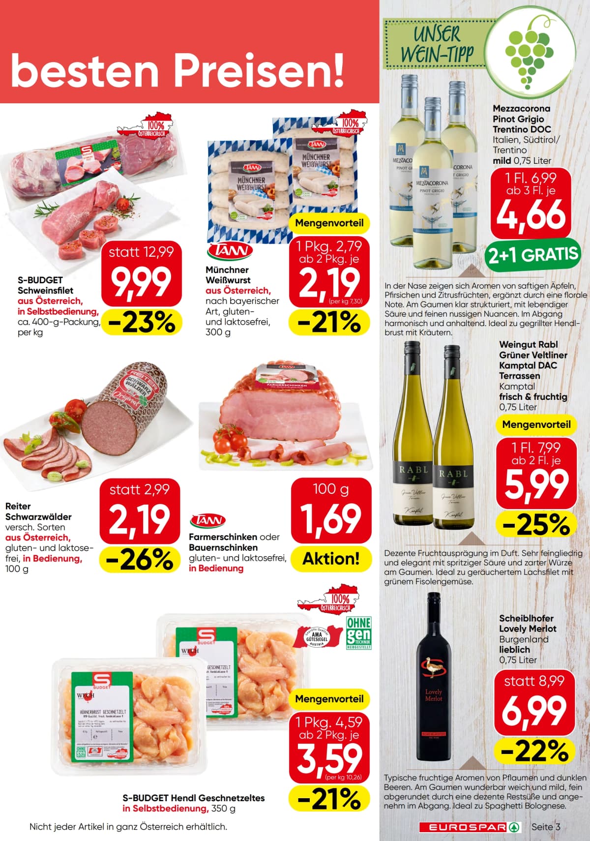 Seite 3 des Eurospar Flugblatts – Aktuelle Angebote