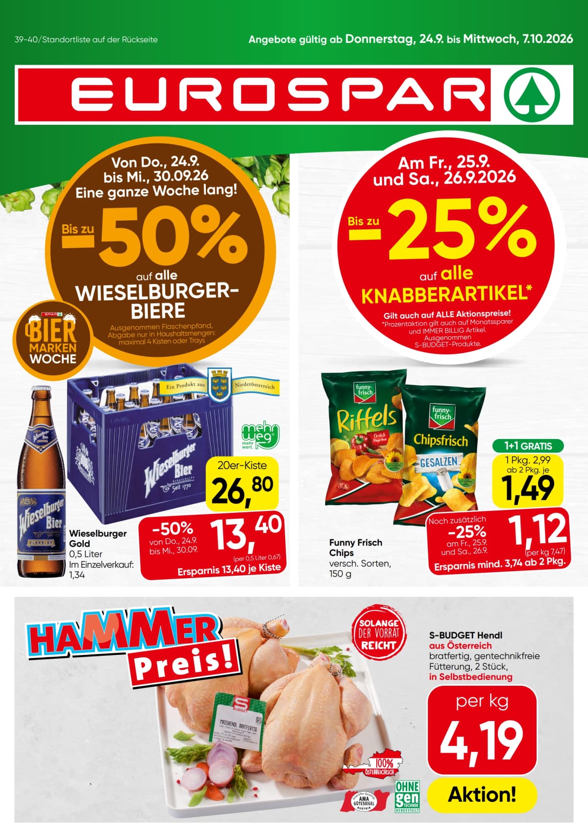 Titelblatt des Eurospar Prospekts Aktuelle Angebote