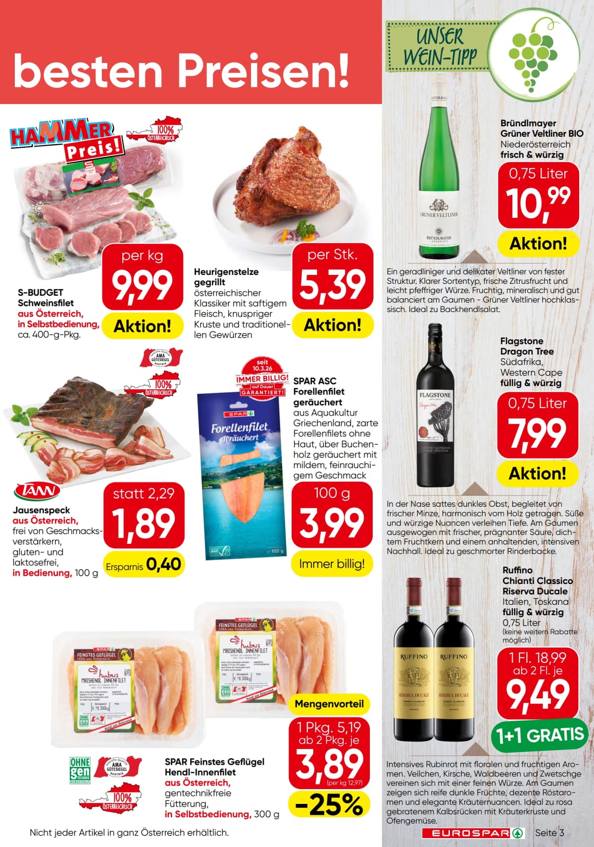 Seite 3 des Eurospar Flugblatts – Aktuelle Angebote