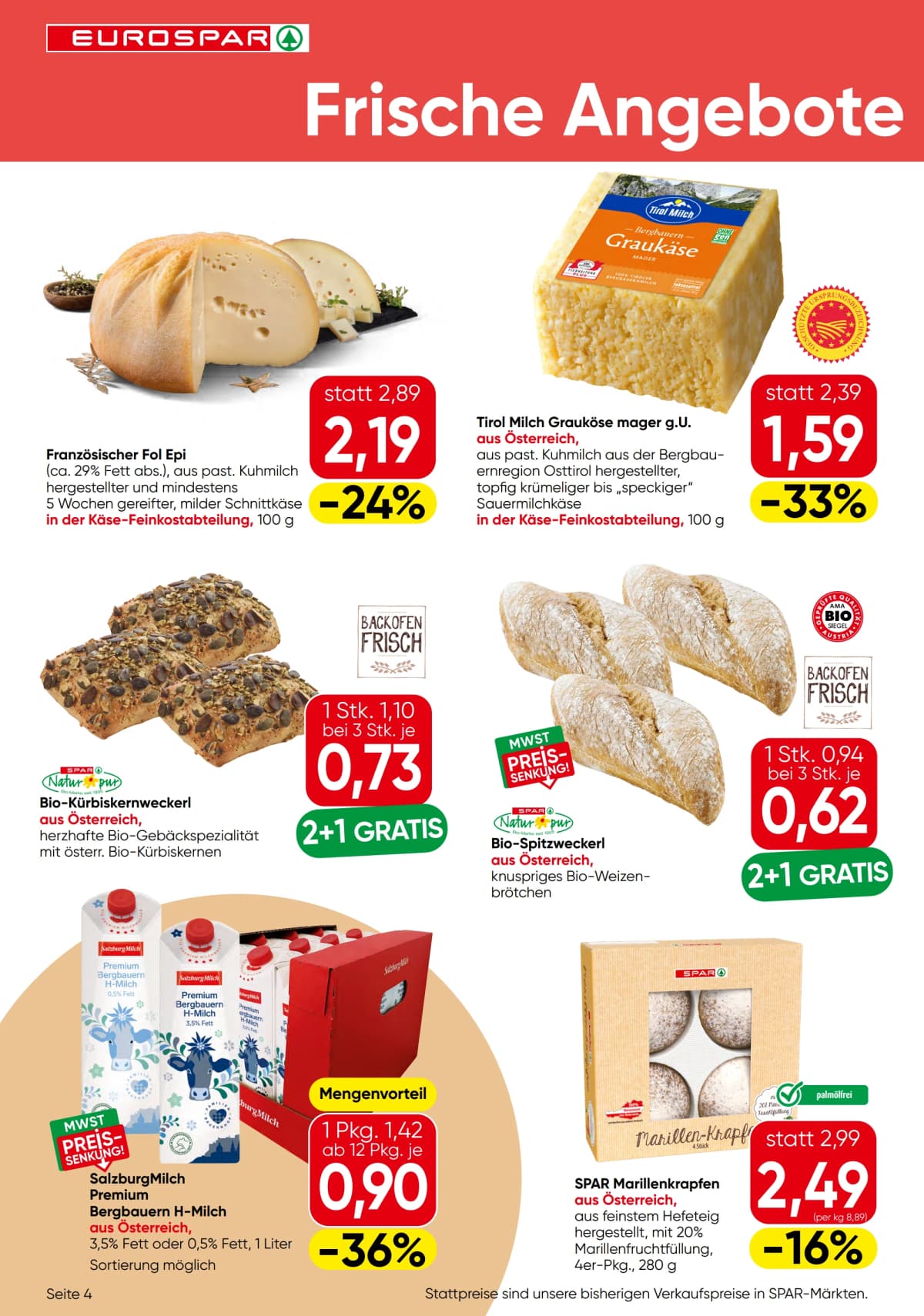 Seite 4 des Eurospar Flugblatts – Aktuelle Angebote
