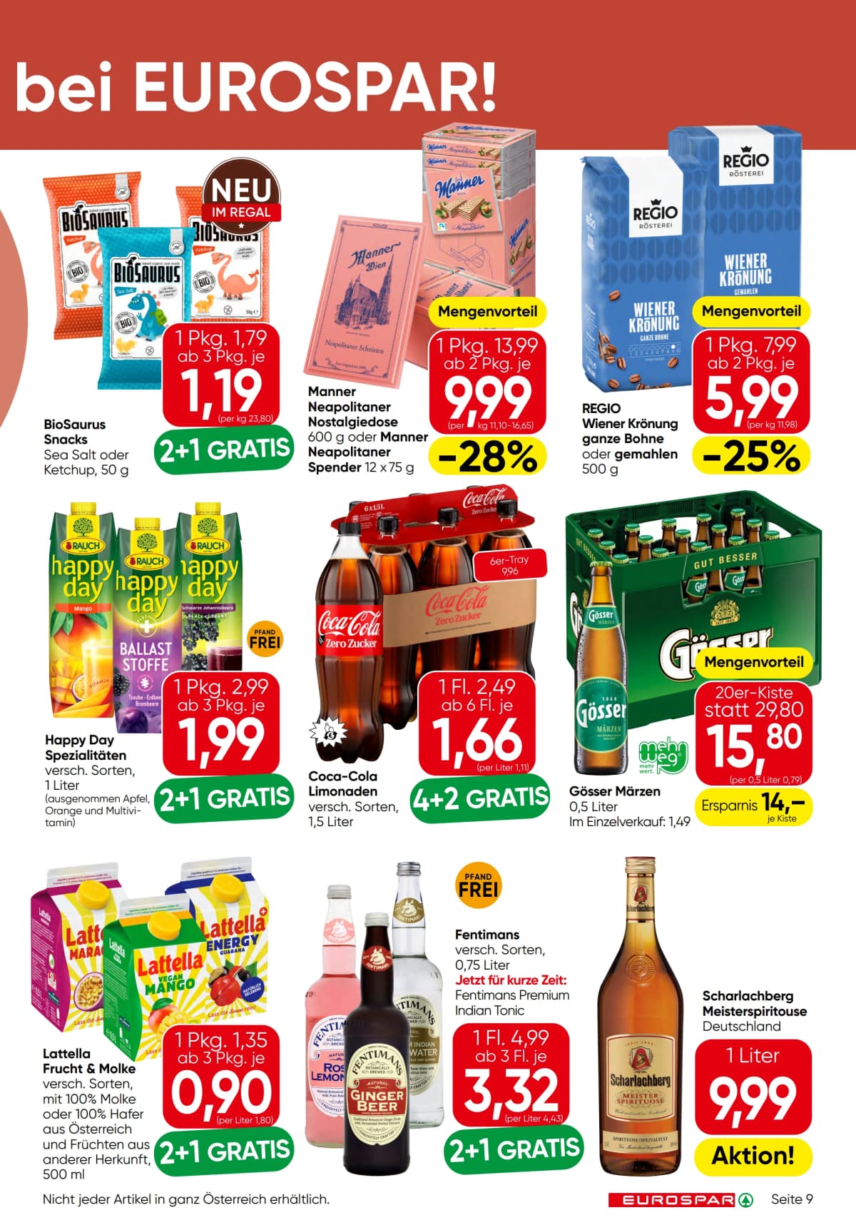 Seite 9 des Eurospar Flugblatts – Aktuelle Angebote