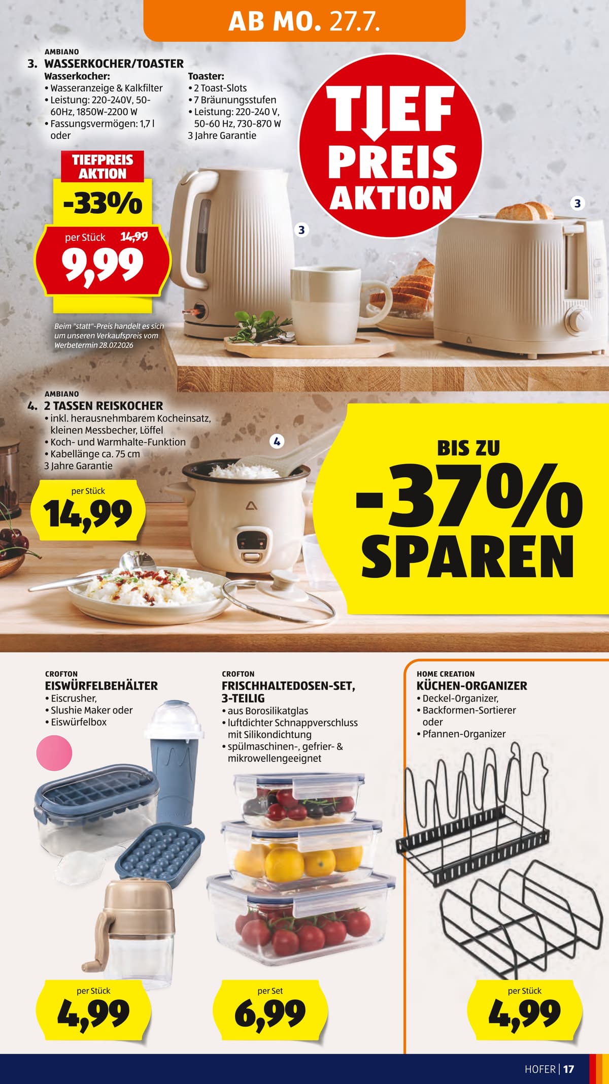 Seite 27 des Hofer Flugblatts – Wochenangebote ab 31.07.2026
