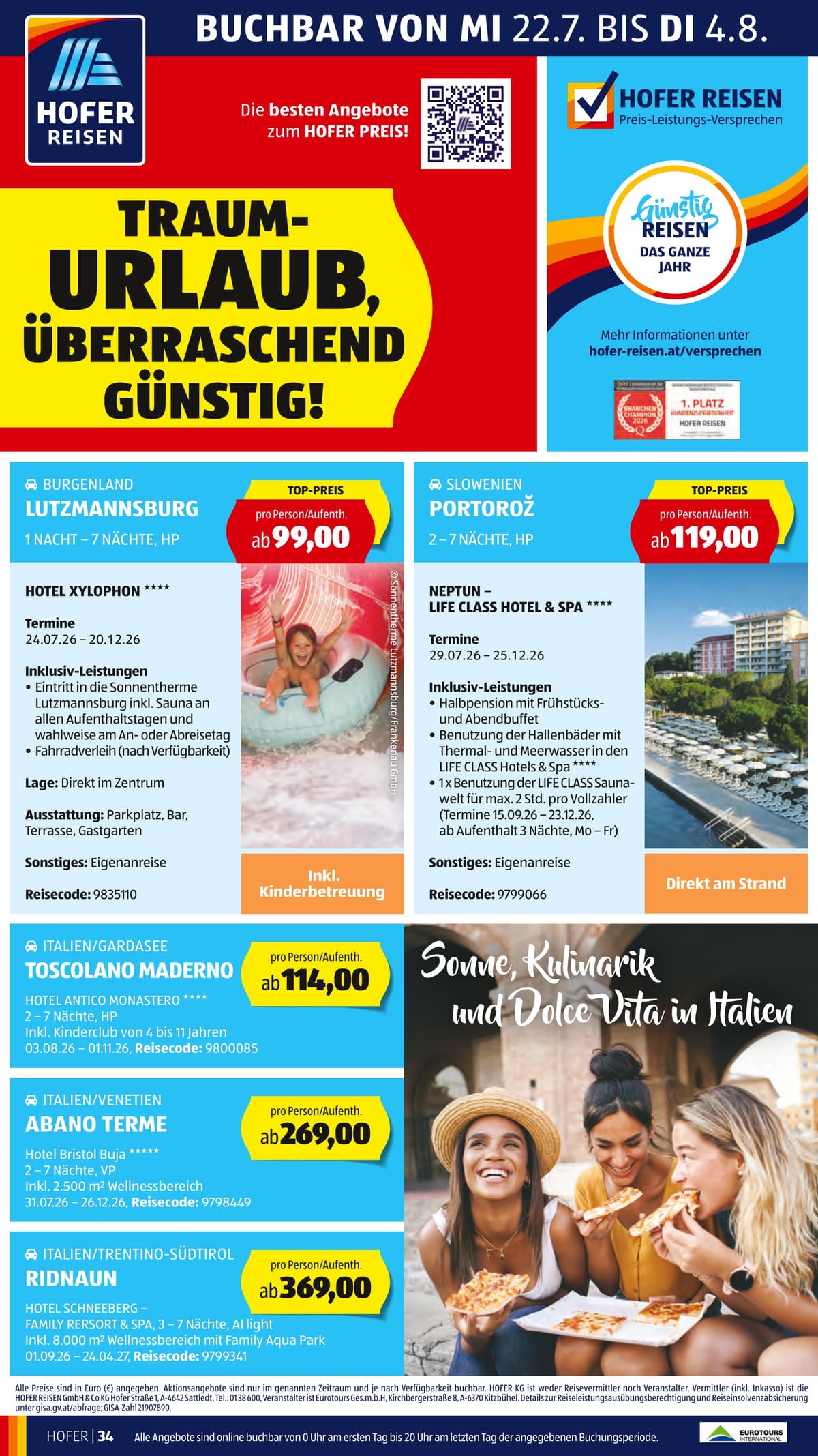 Seite 44 des Hofer Flugblatts – Wochenangebote ab 31.07.2026