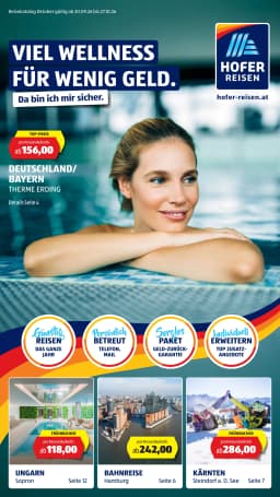 Seite 1 des Hofer Prospekts Reisekatalog