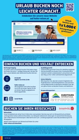 Seite 2 des Hofer Prospekts Reisekatalog