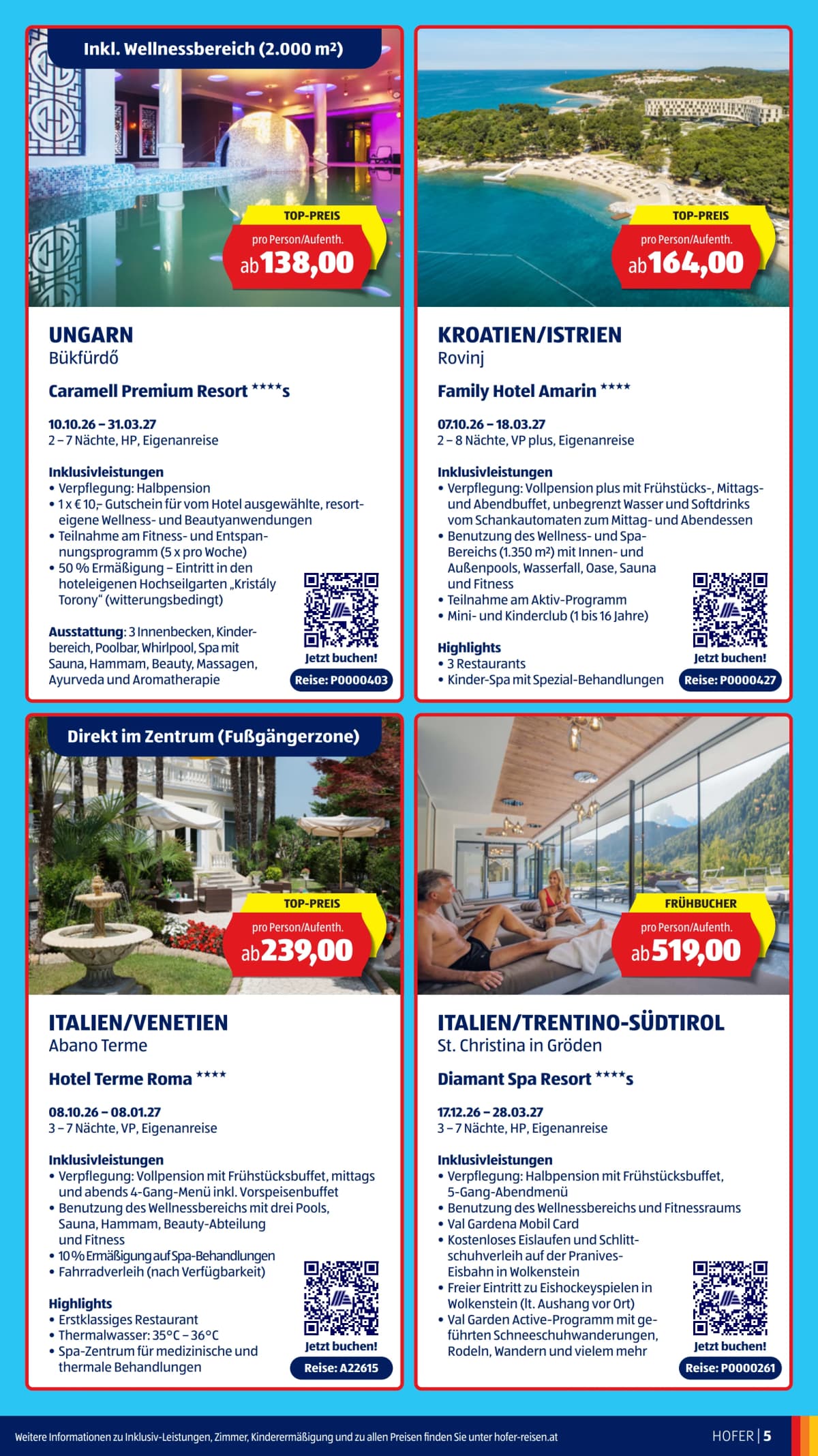 Seite 5 des Hofer Flugblatts – Reisekatalog