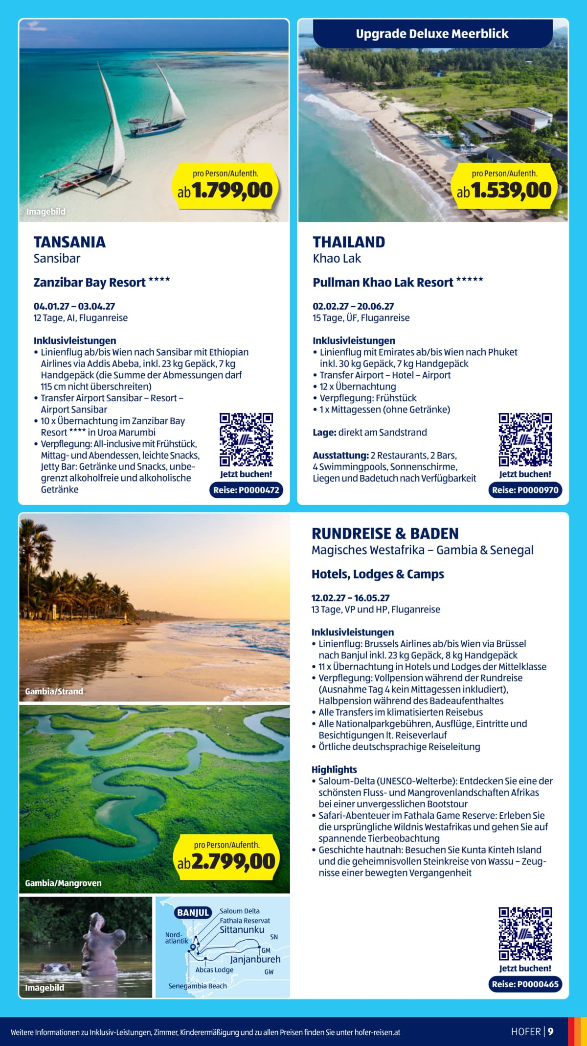 Seite 9 des Hofer Flugblatts – Reisekatalog