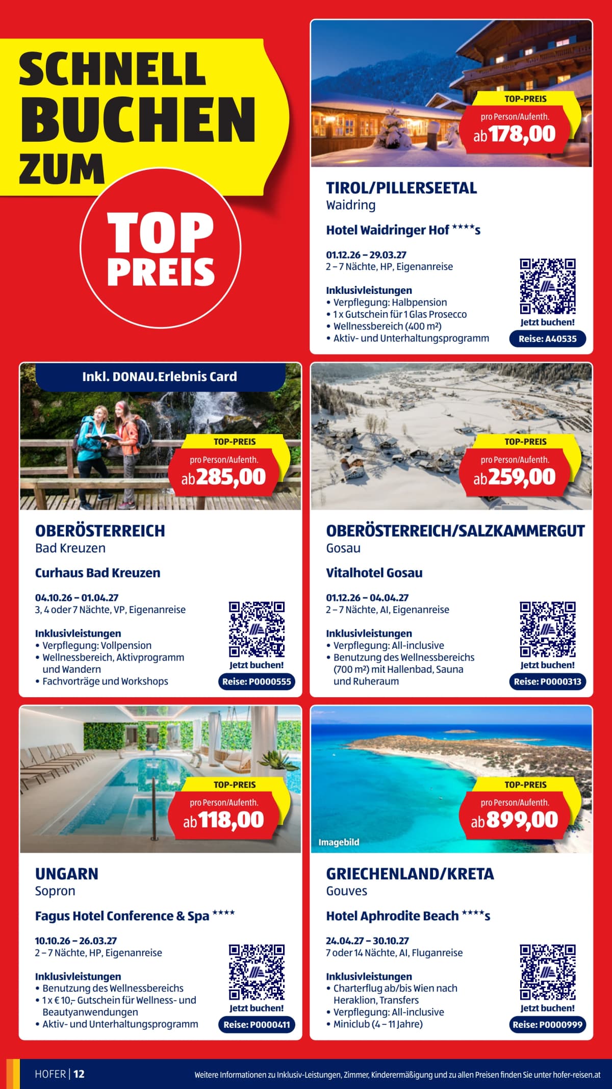 Seite 12 des Hofer Flugblatts – Reisekatalog