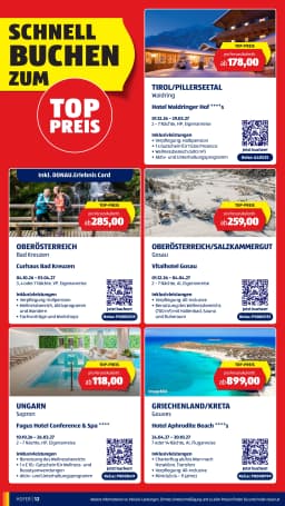 Seite 12 des Hofer Prospekts Reisekatalog
