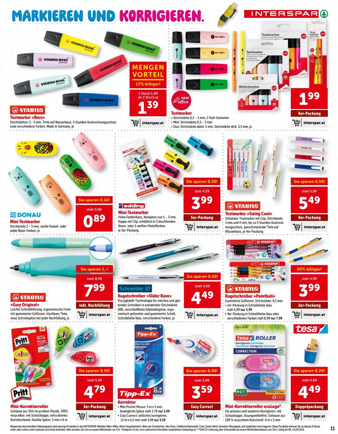 Seite 11 des Interspar Flugblatts – Interspar (Schule) ab 31.07.2026