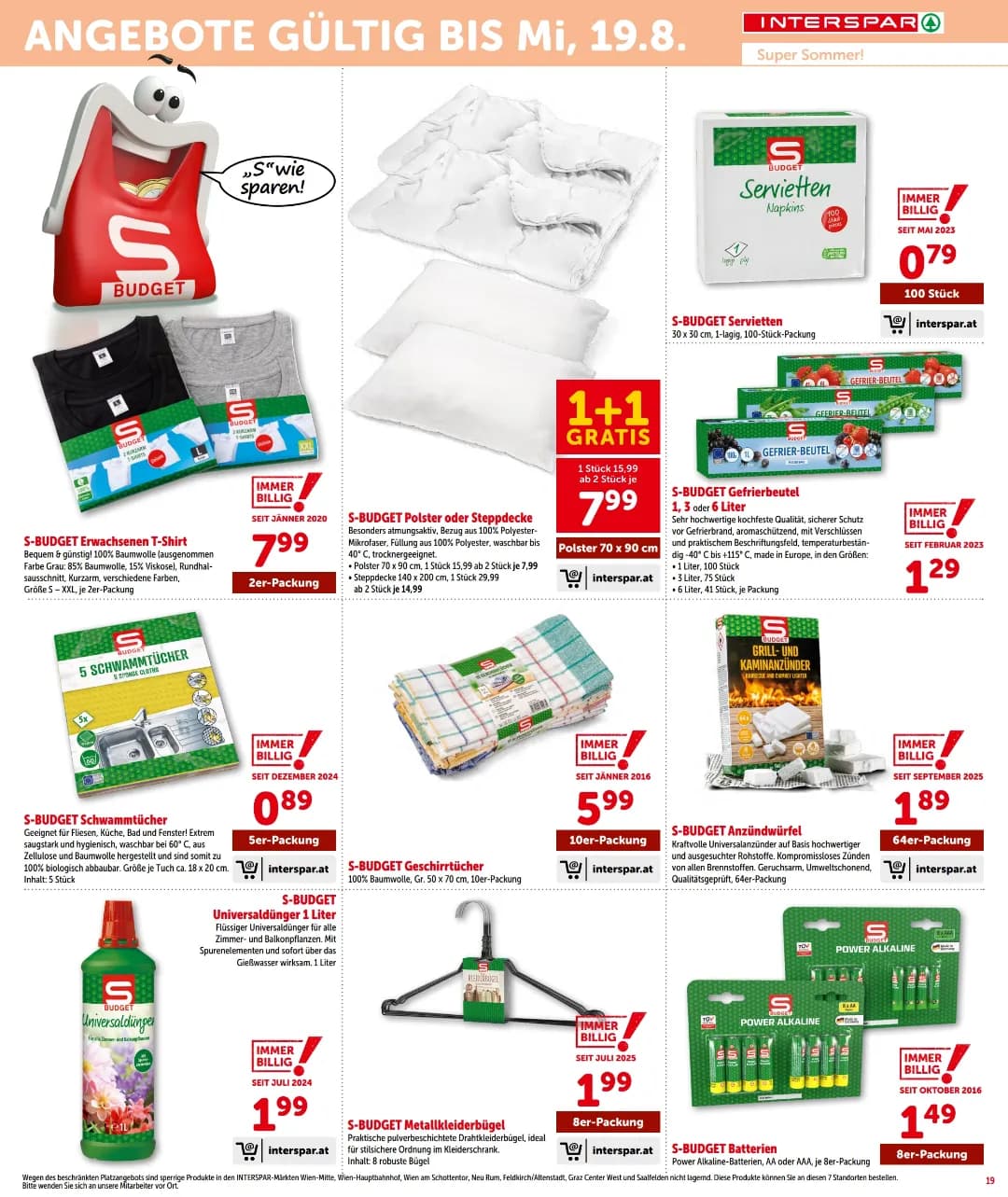 Seite 19 des Interspar Flugblatts – Aktuelle Angebote ab 31.07.2026