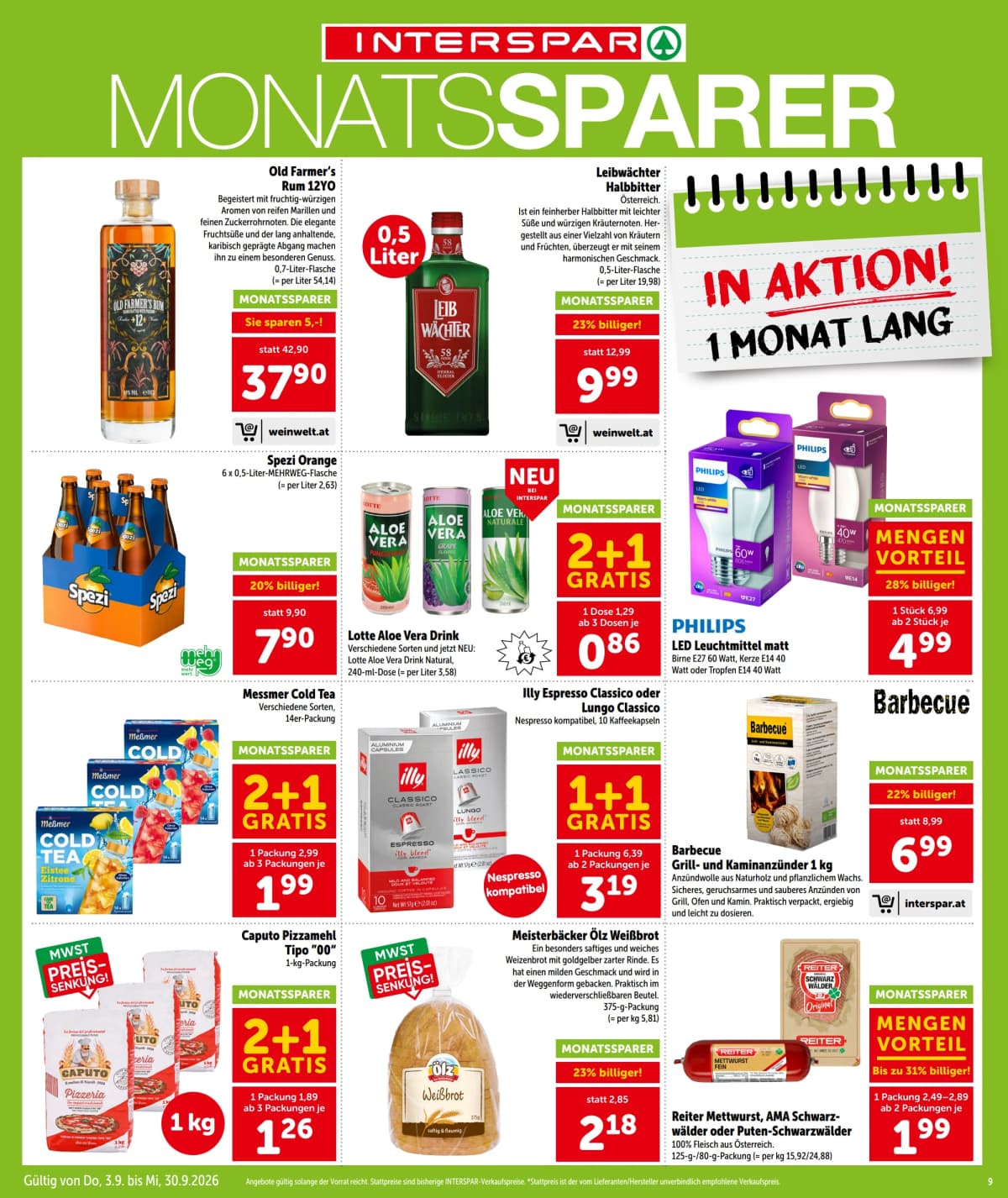Seite 9 des Interspar Flugblatts – Aktuelle Angebote ab 08.09.2026.
