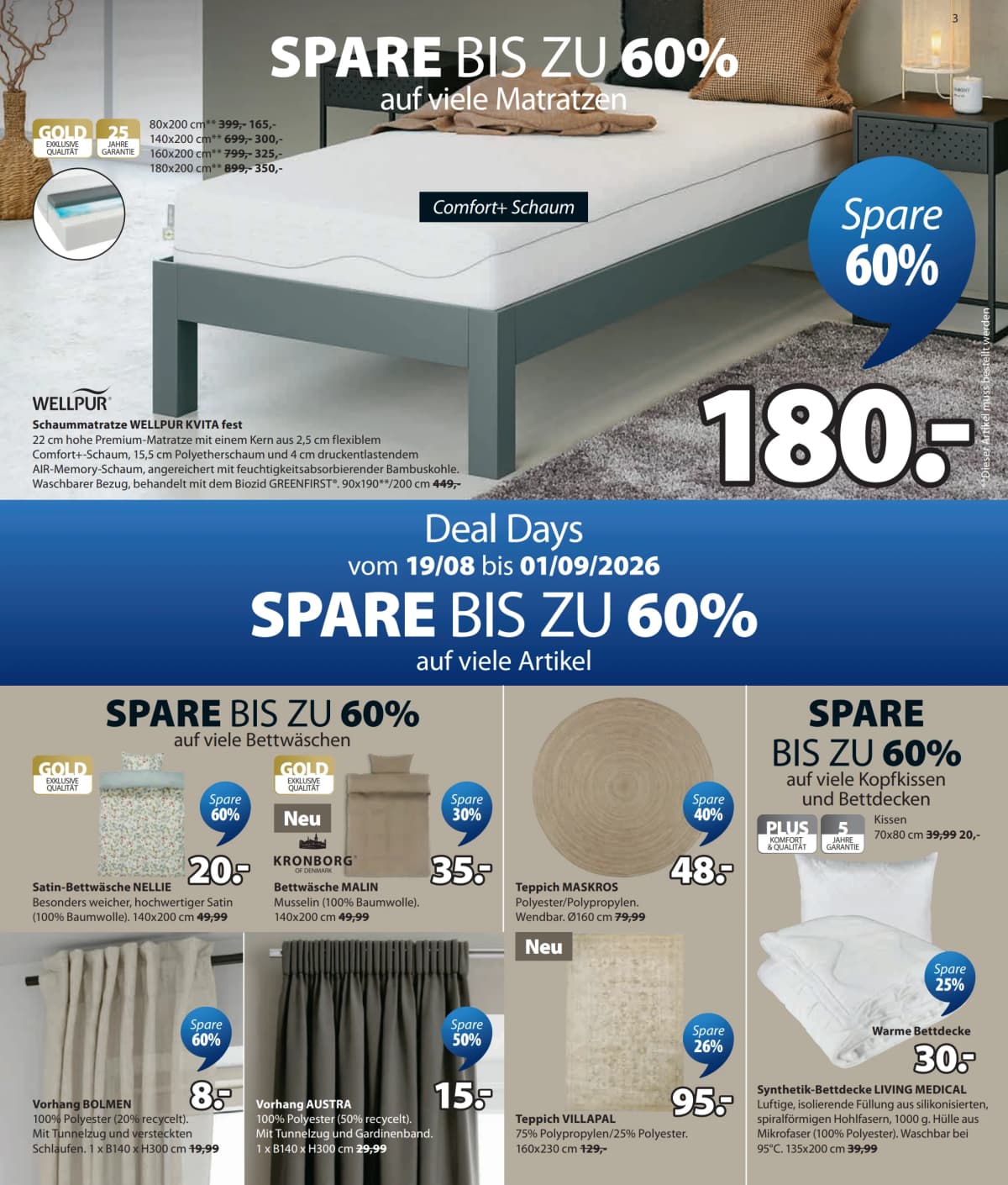 Seite 3 des Jysk Flugblatts – Spare bis zu 60%