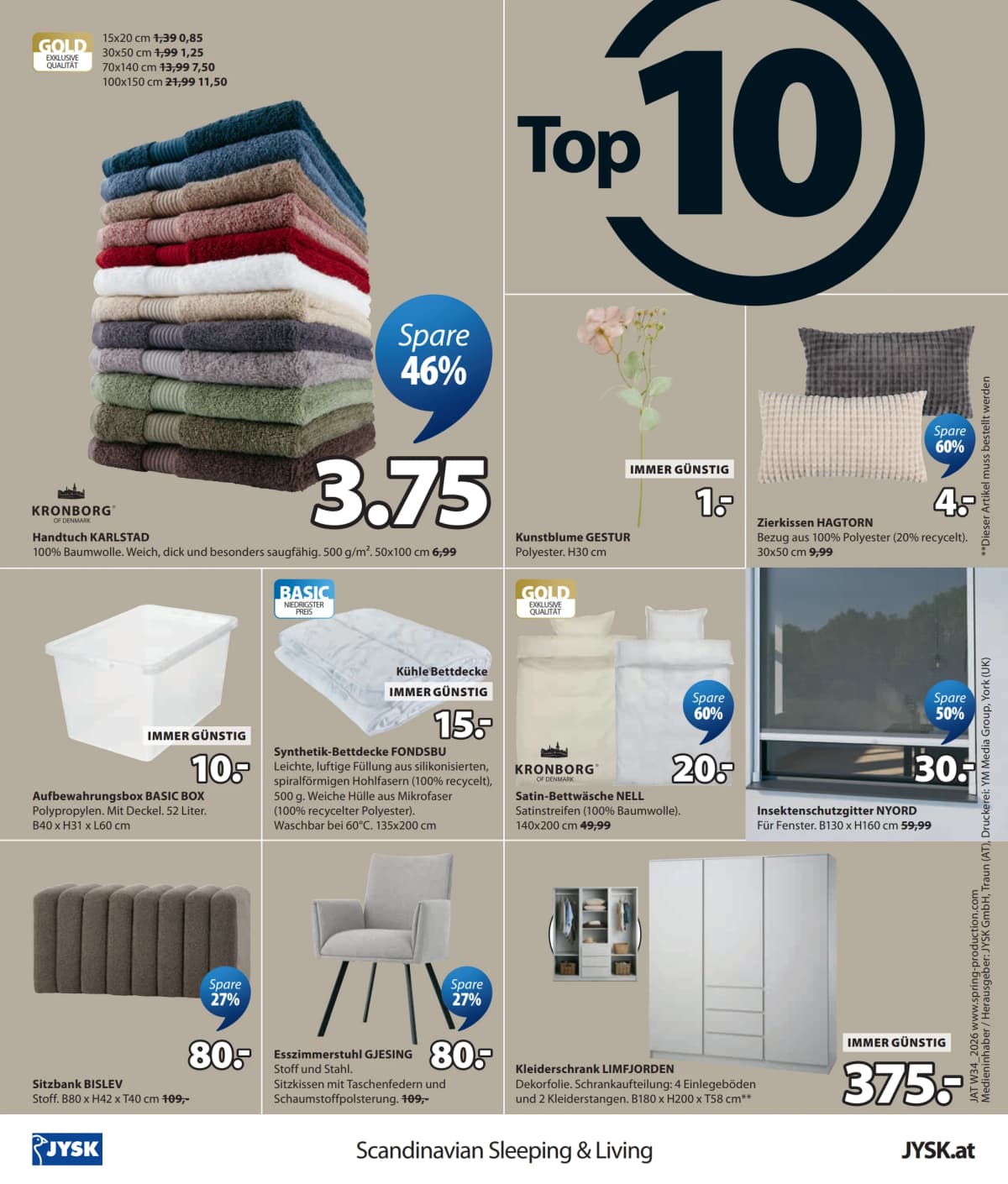 Seite 12 des Jysk Flugblatts – Spare bis zu 60%