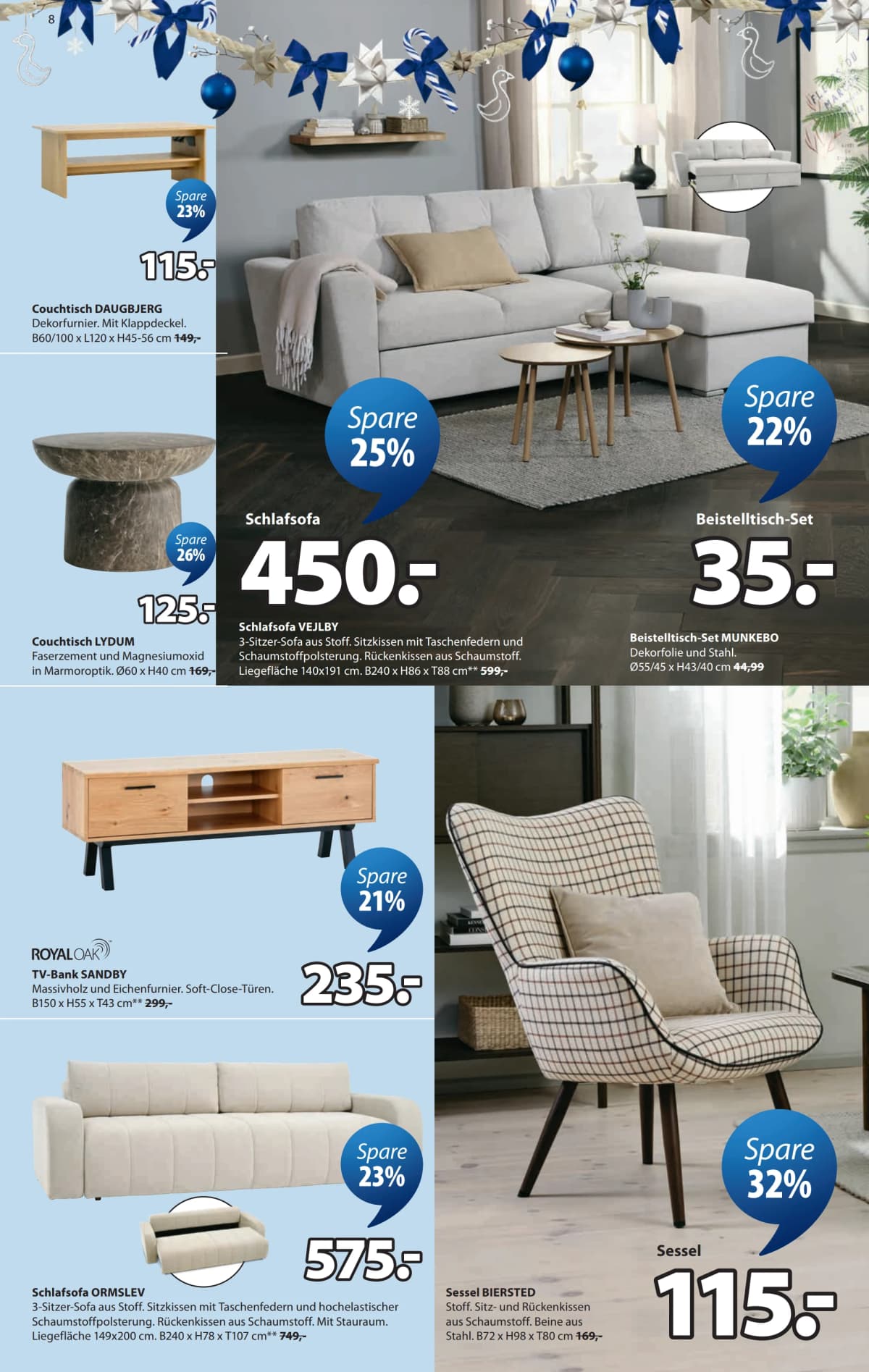 Seite 8 des Jysk Flugblatts – Spare bis zu 60%