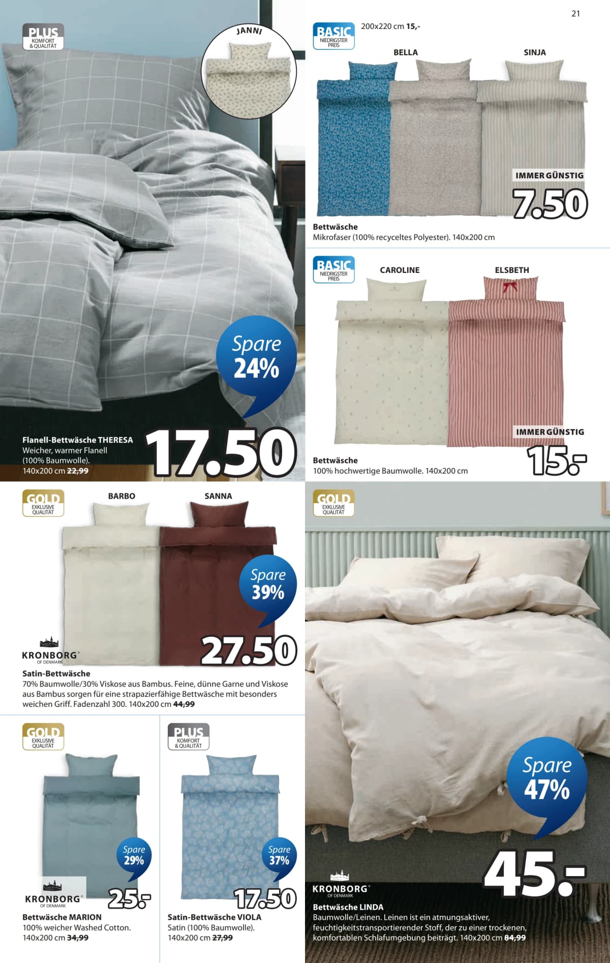 Seite 21 des Jysk Flugblatts – Spare bis zu 60%