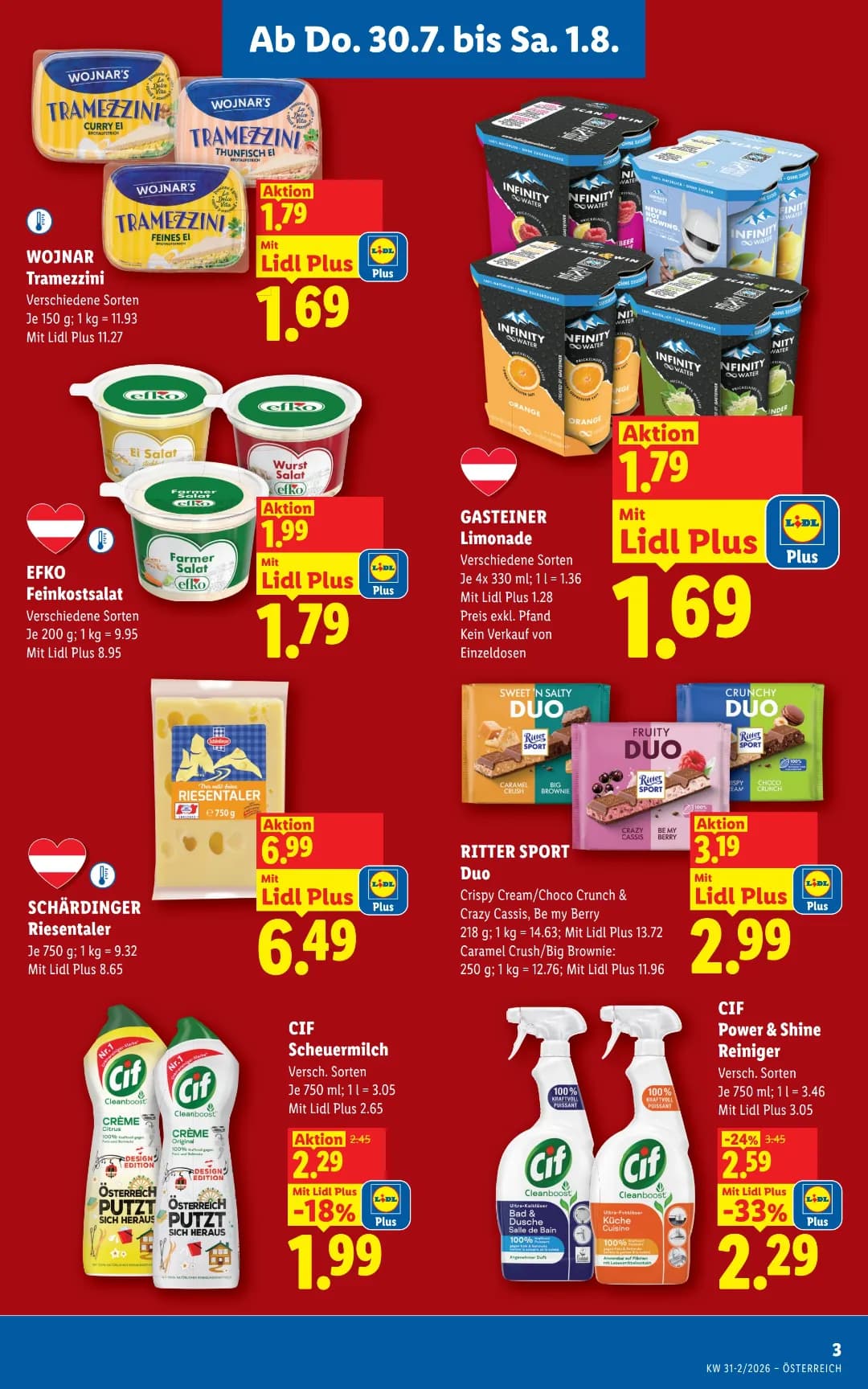 Seite 3 des Lidl Flugblatts – Wochenangebote ab 31.07.2026