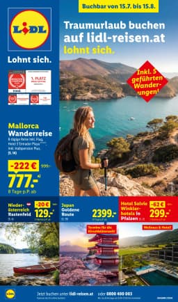 Seite 1 des Lidl Reisen Prospekts Reisen