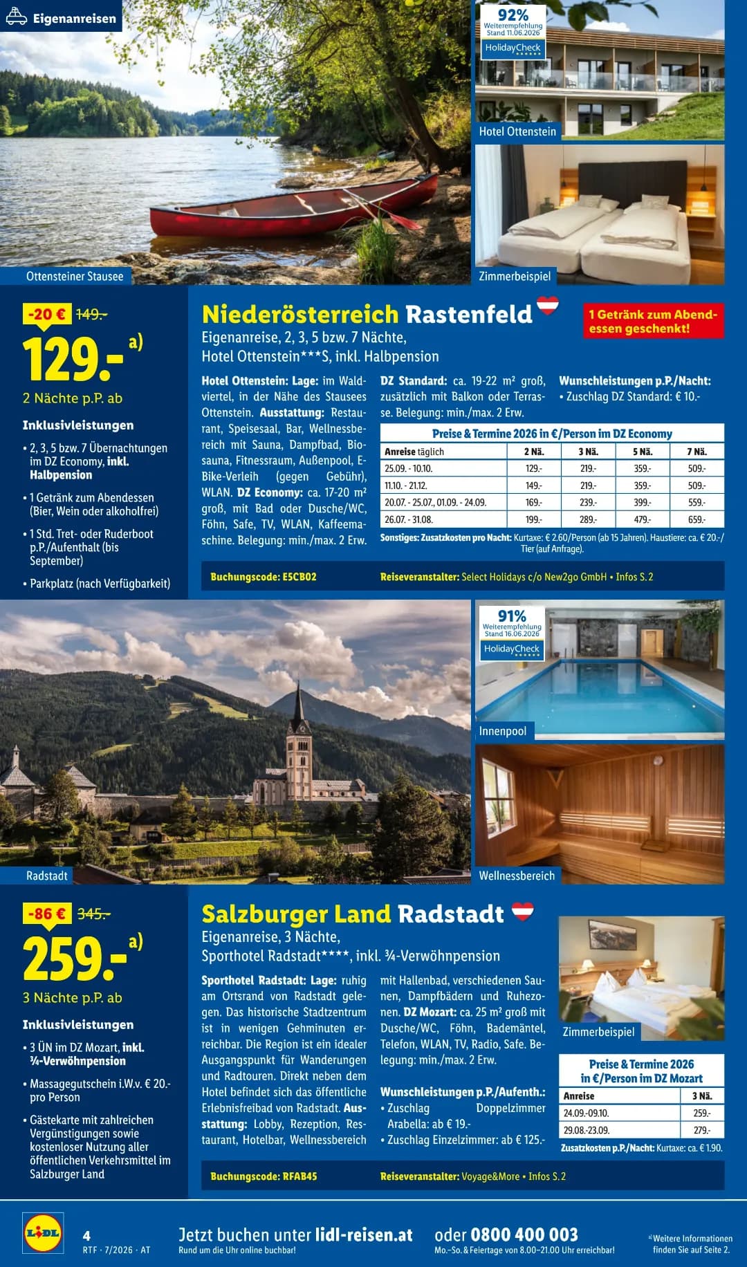 Seite 4 des Lidl Reisen Flugblatts – Reisen ab 31.07.2026