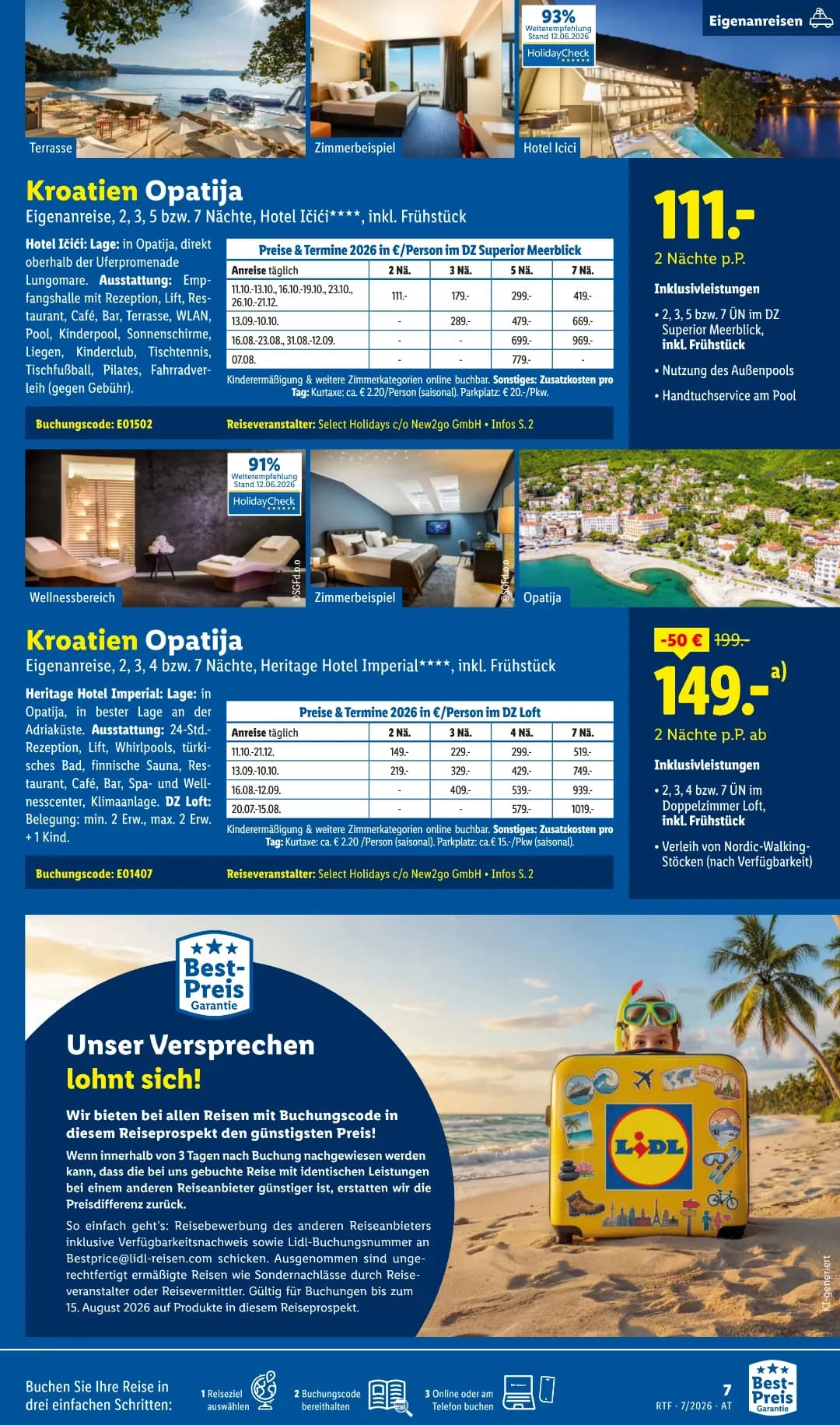 Seite 7 des Lidl Reisen Flugblatts – Reisen ab 31.07.2026