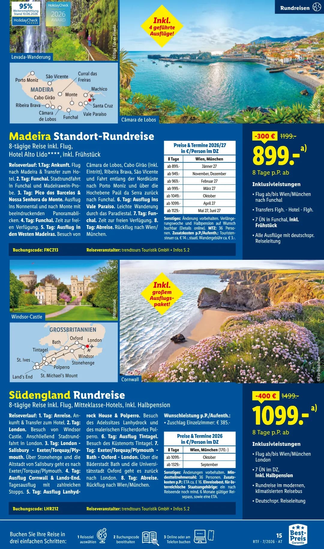 Seite 15 des Lidl Reisen Flugblatts – Reisen ab 31.07.2026
