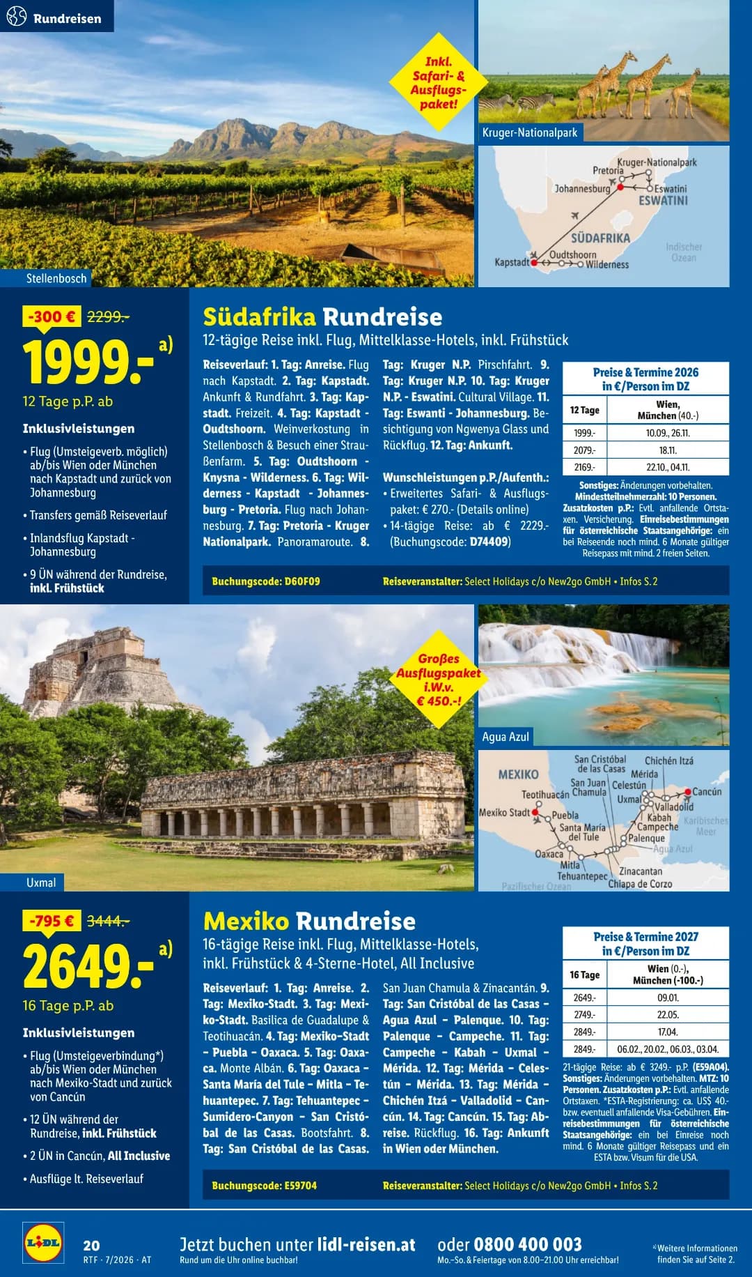 Seite 20 des Lidl Reisen Flugblatts – Reisen ab 31.07.2026