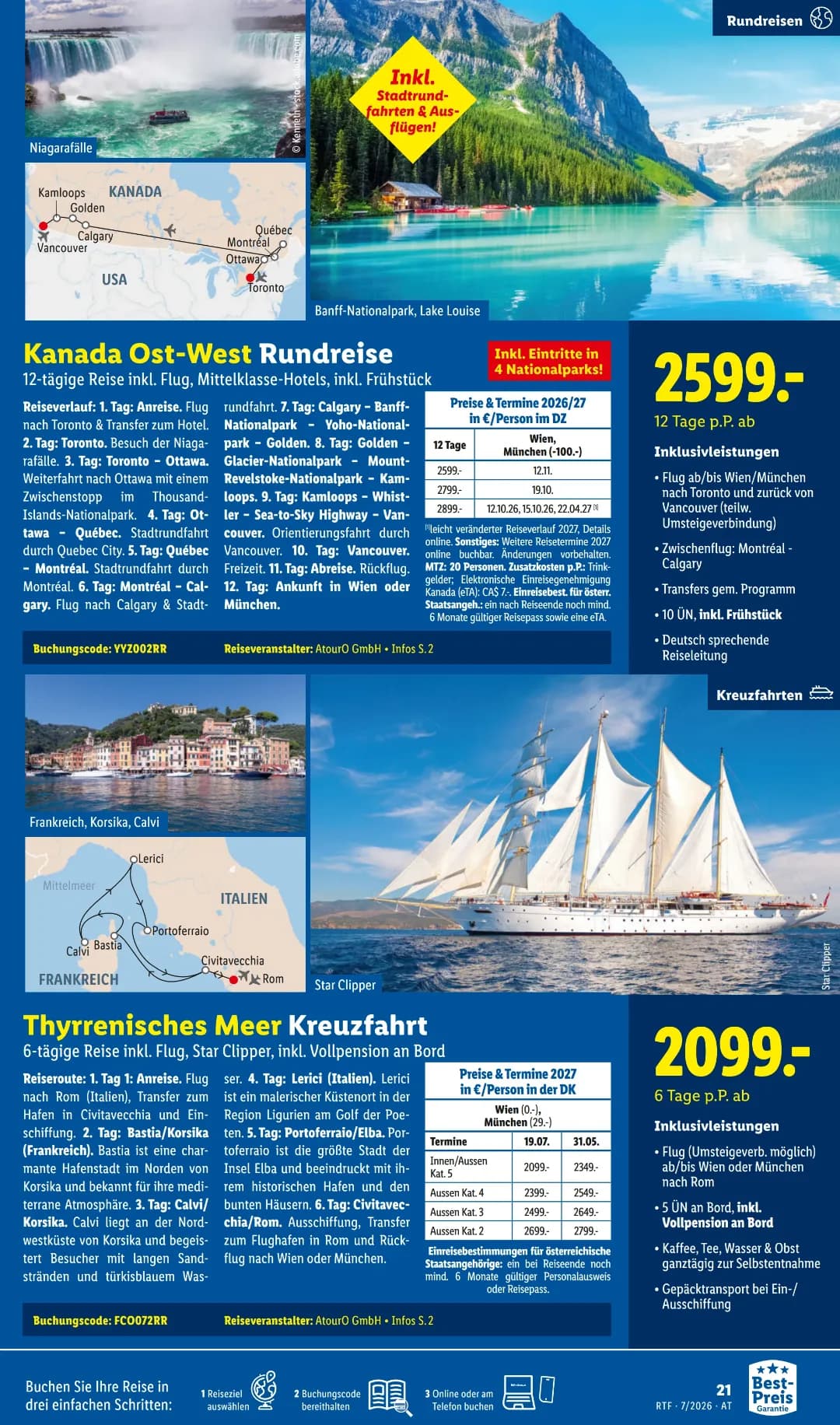 Seite 21 des Lidl Reisen Flugblatts – Reisen ab 31.07.2026