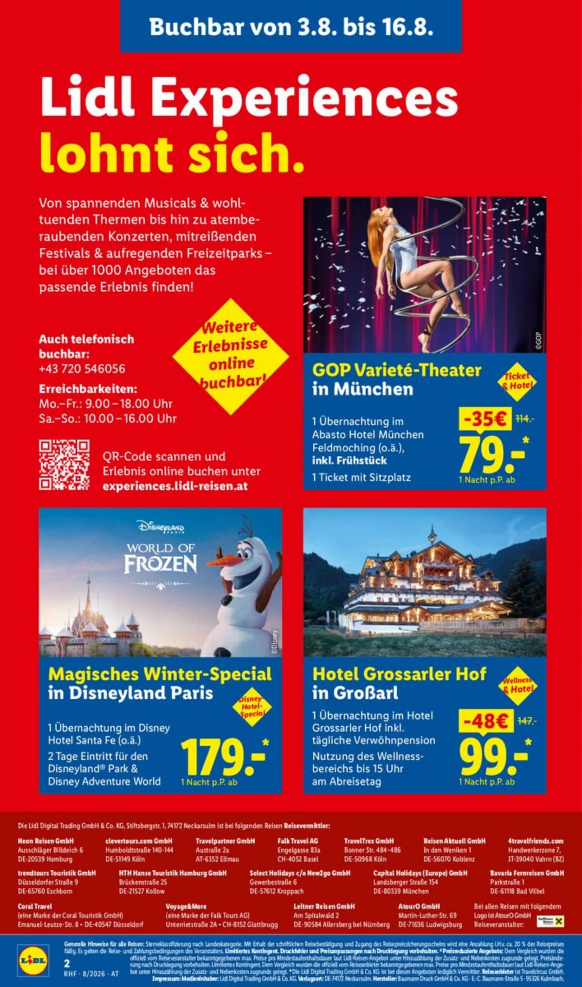 Seite 2 des Lidl Reisen Flugblatts – August Reise-Highlights ab 23.08.2026.